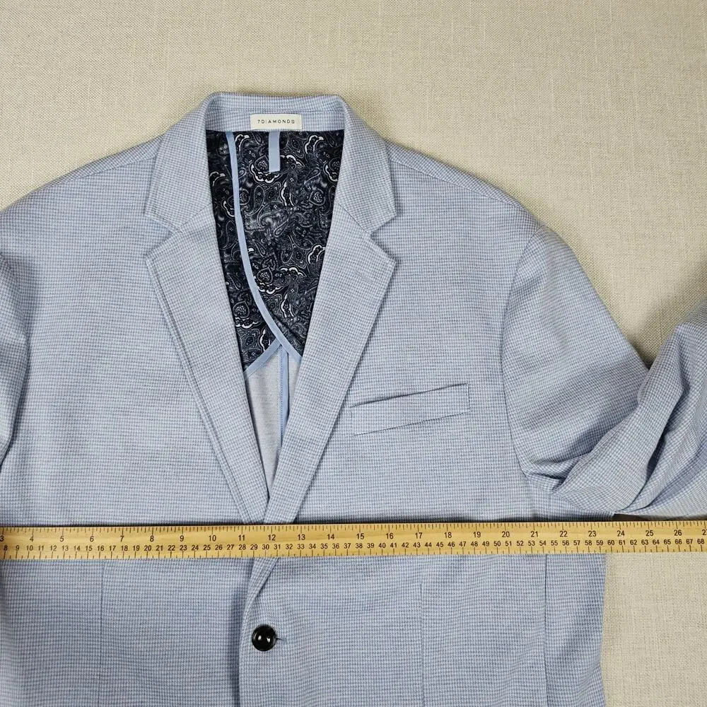 7 Diamonds Westport Blazer Jacket Men XXL Blue Houndstooth Unstructured Stretch